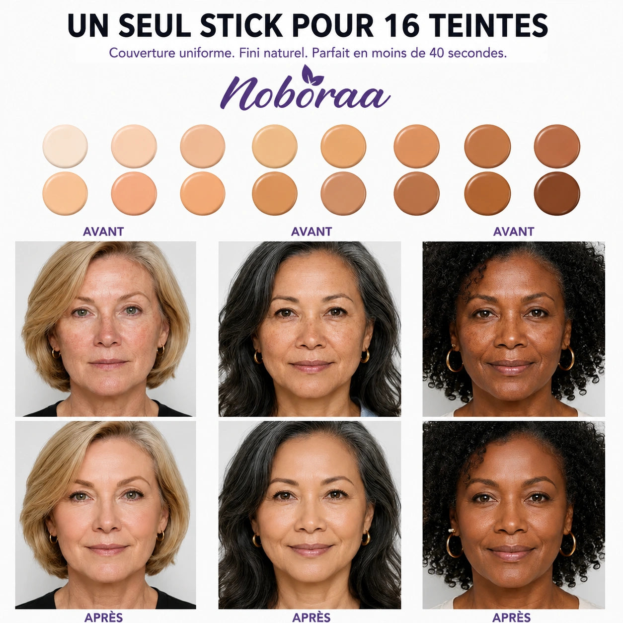 Noboraa Nuance™ — Fond de Teint Stick pour Peaux Matures