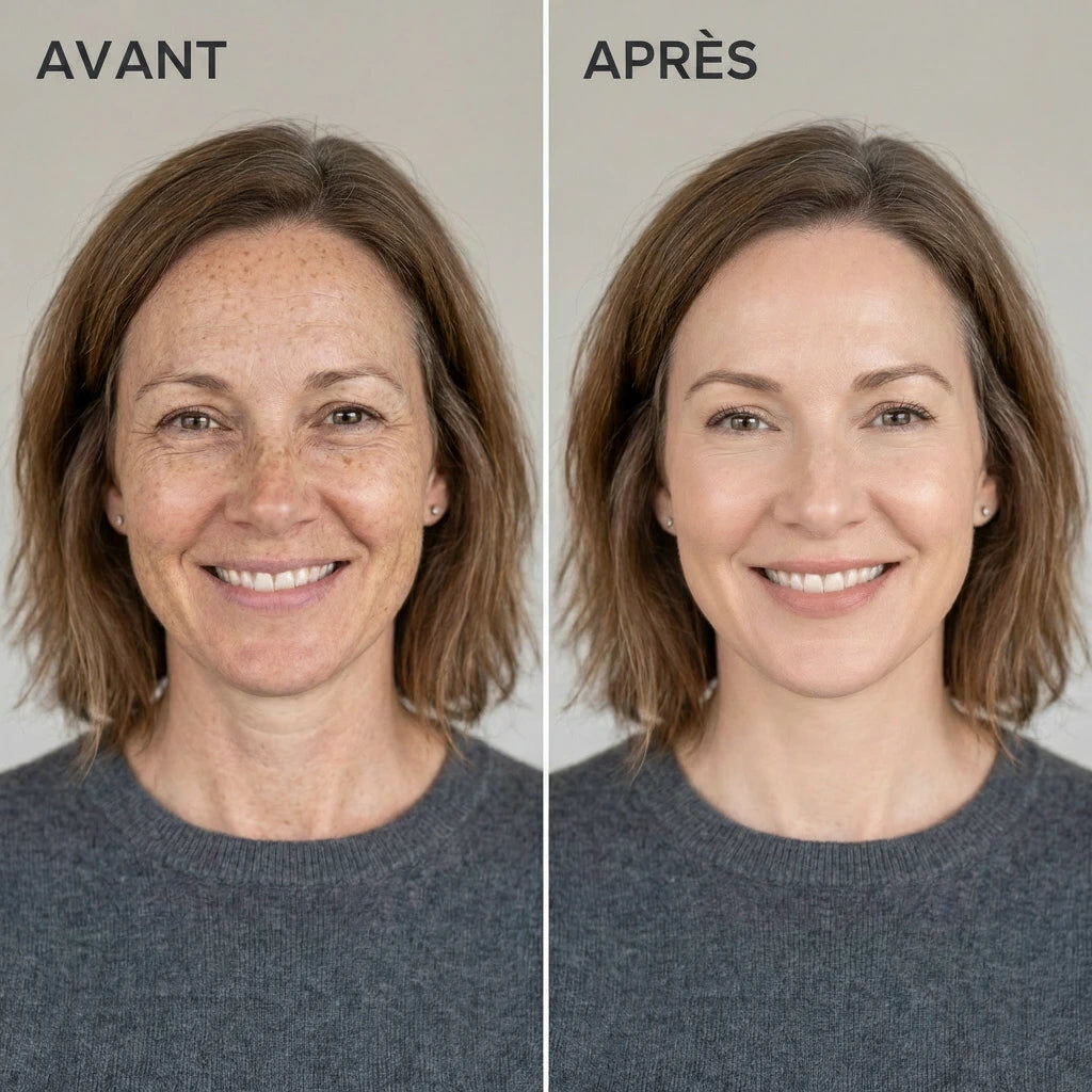 Avant / après : taches et irrégularités camouflées naturellement